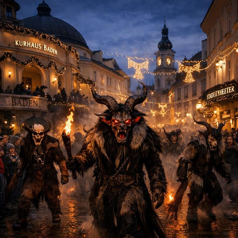 Baden a průvod čertů